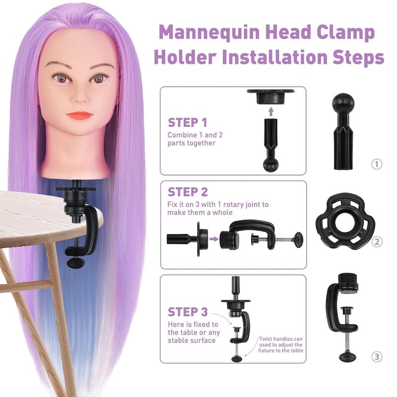 TopDirect Mannequin Head, 29" Hair Mannequin with Cosmetology Hair Doll Head to Practice on Styling Hairdressing Training Braiding with Clamp Holder & Tools for Women Girls - Image 5